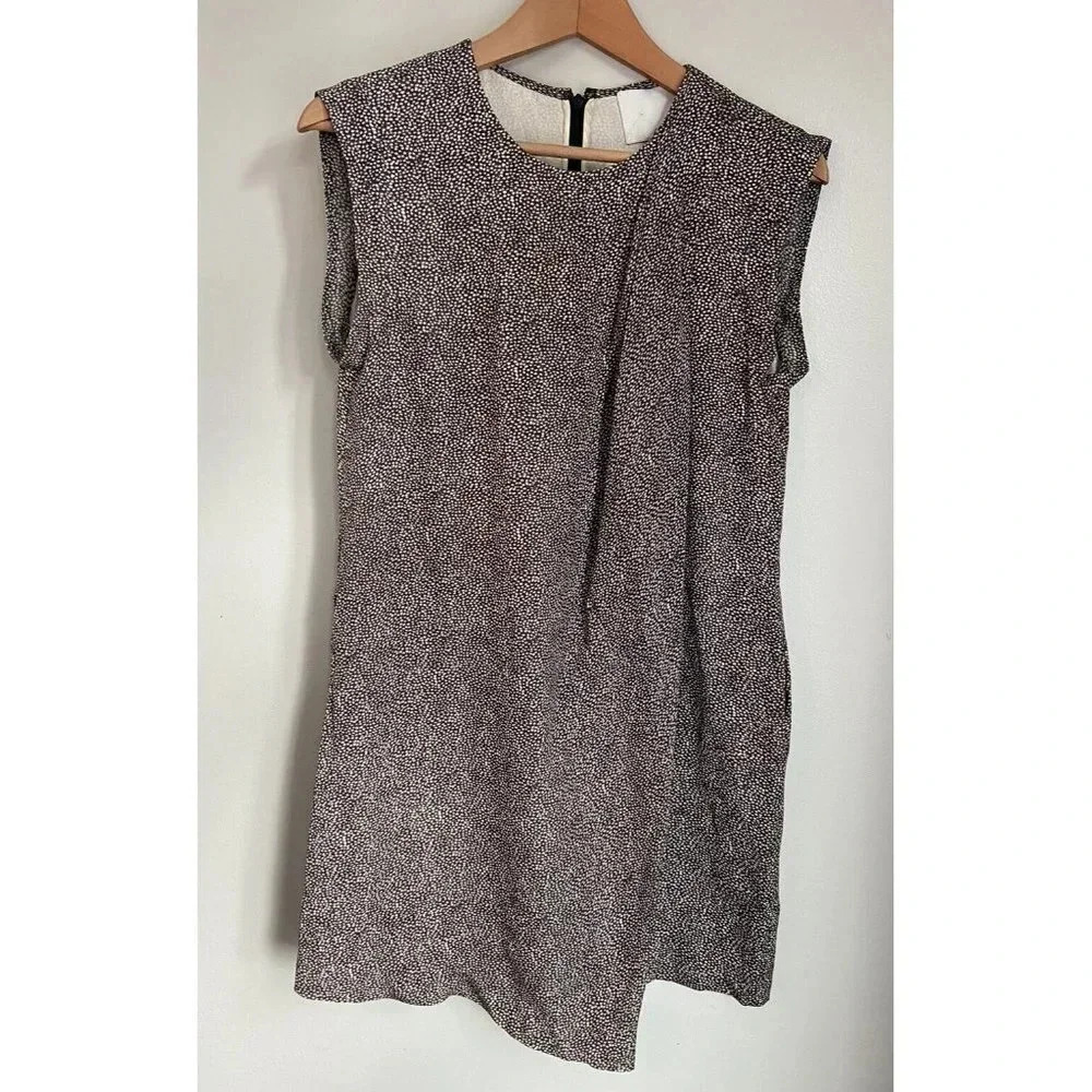 NWT  3.1 Phillip Lim Silk Drape Faux Wrap Dress Brown Cream Barneys 2 New